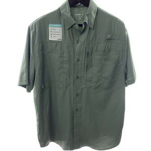 REEL LEGENDS Saltwater M Green Fishing Vented Shir